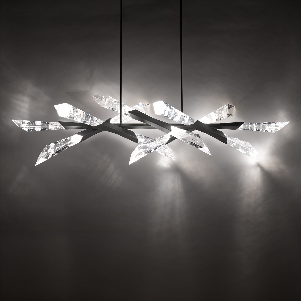 Quartz Linear Chandelier 60"W  Optic Haze Quartz
