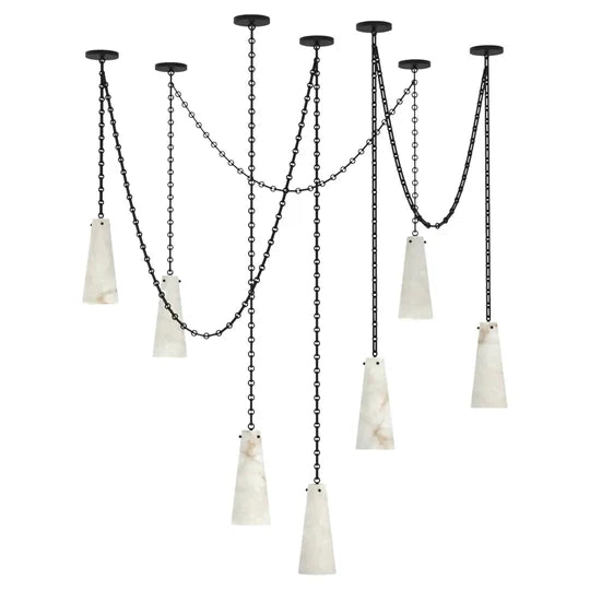 Ann Alabaster Multi-Pendants Chandelier, 7 lights