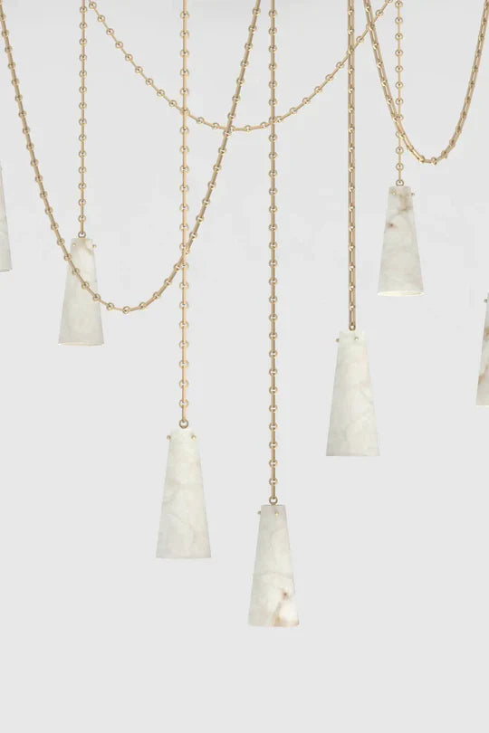 Ann Alabaster Multi-Pendants Chandelier, 7 lights