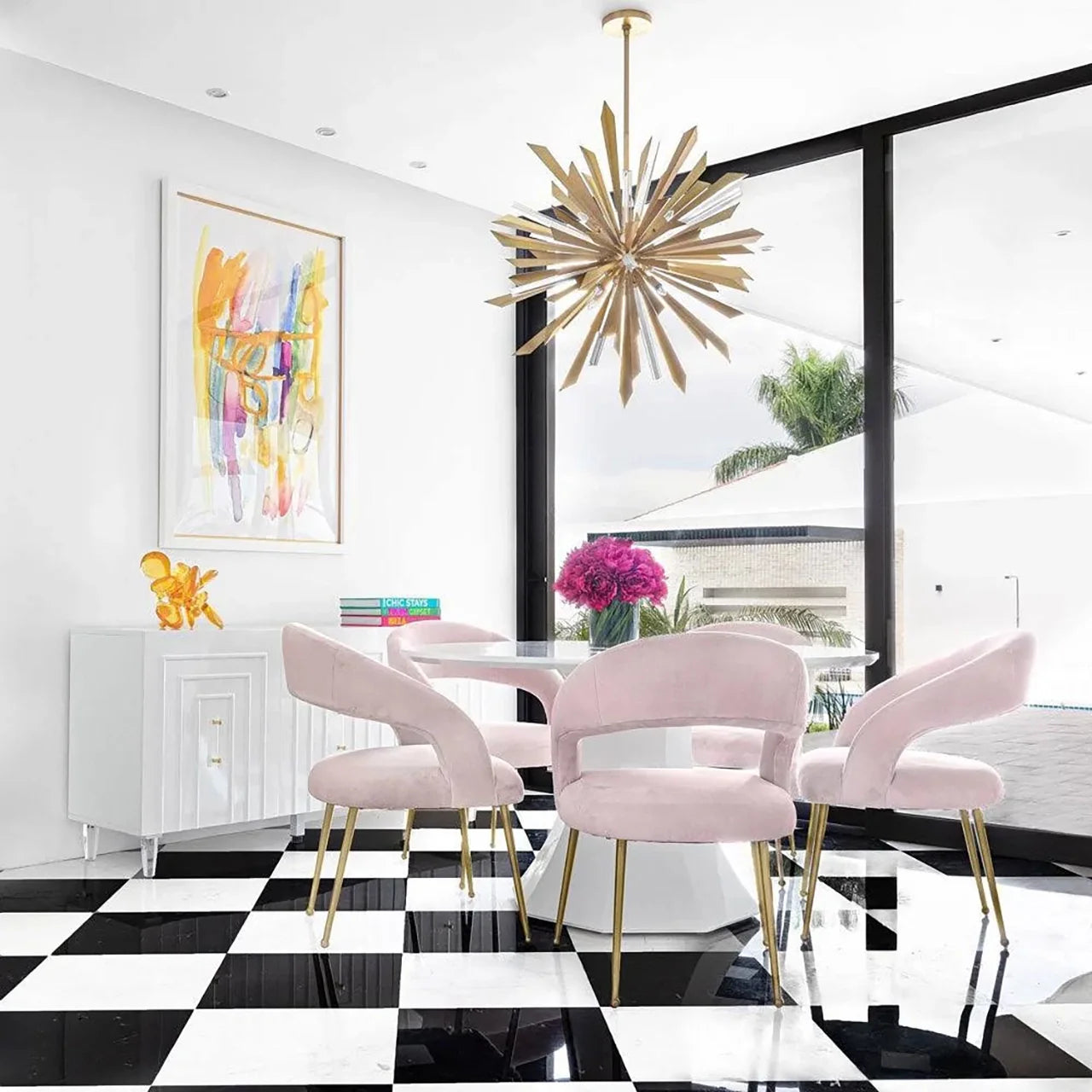 Quartz Crystal Sputnik Chandelier Antique Brass