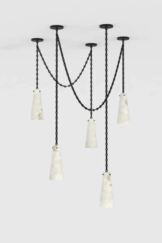 Ann Alabaster Multi-Pendants Chandelier, 5 lights
