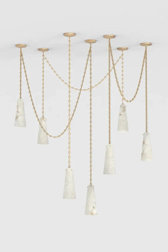 Ann Alabaster Multi-Pendants Chandelier, 7 lights