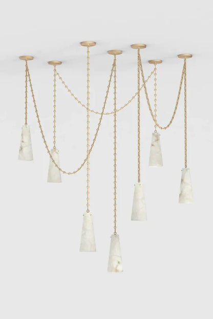 Ann Alabaster Multi-Pendants Chandelier, 7 lights