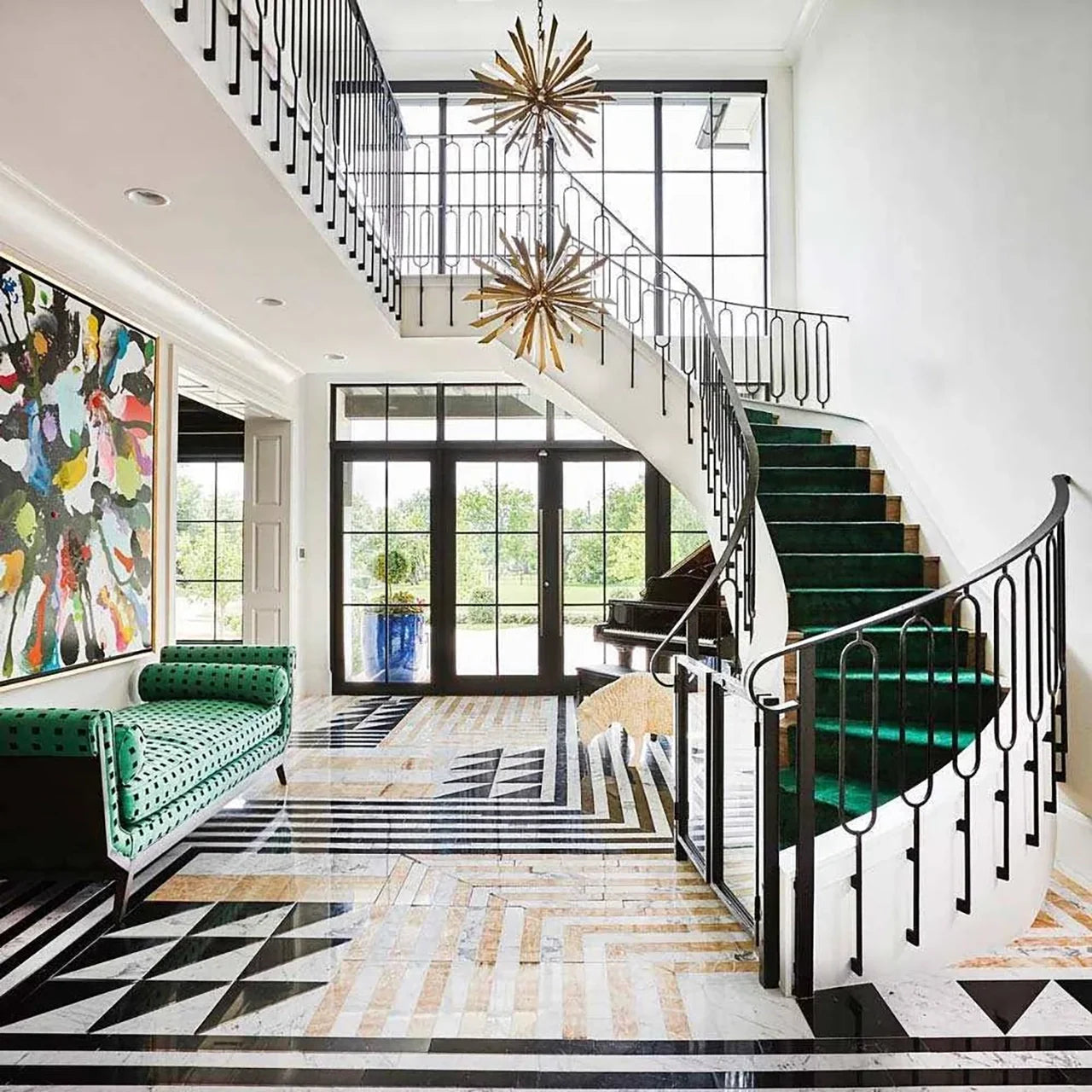 Quartz Crystal Sputnik Chandelier Antique Brass