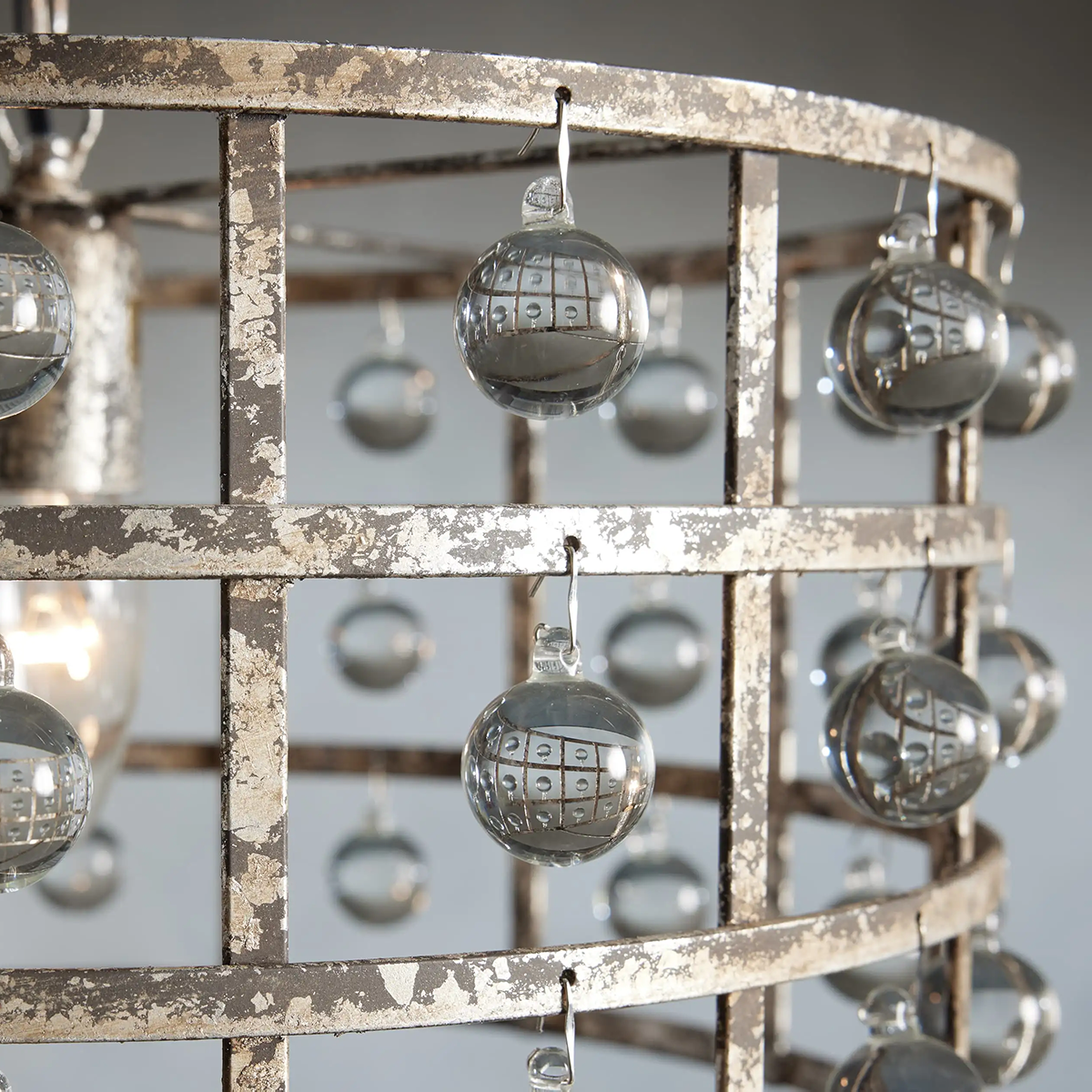 Moder Cage Crystal Drum Pendant 16"