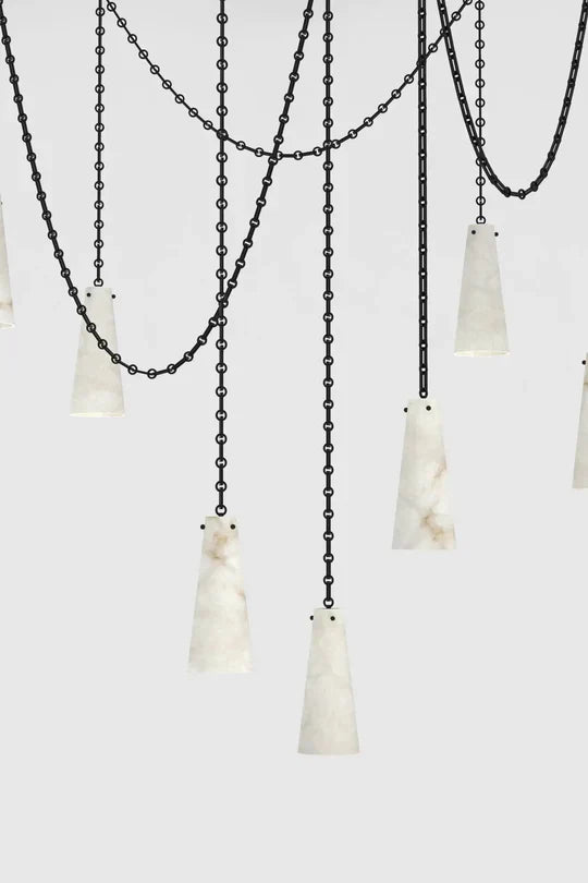 Ann Alabaster Multi-Pendants Chandelier, 7 lights