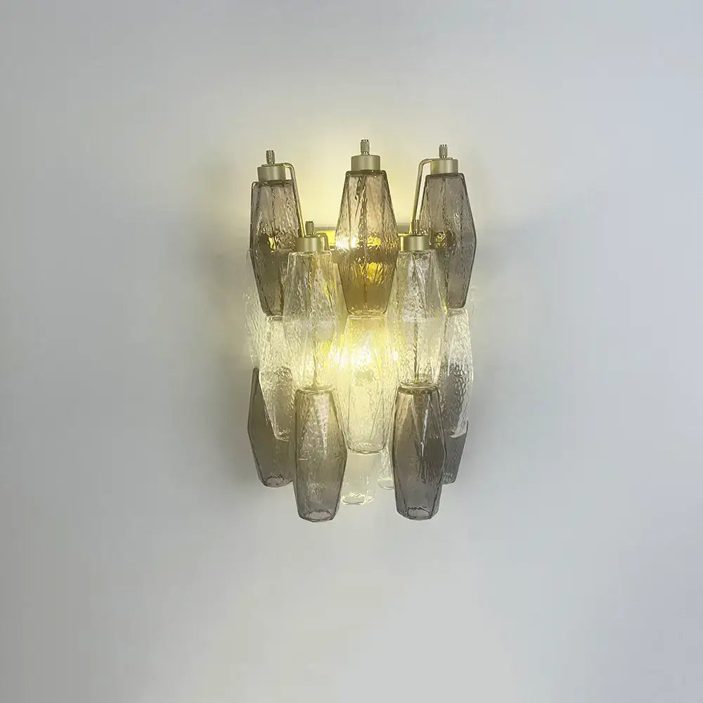 Murano Smoked Transparent Glass Wall Sconces 9.8"
