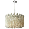 Spherical Murano Poliedri Clear Glass Drum Chandelier