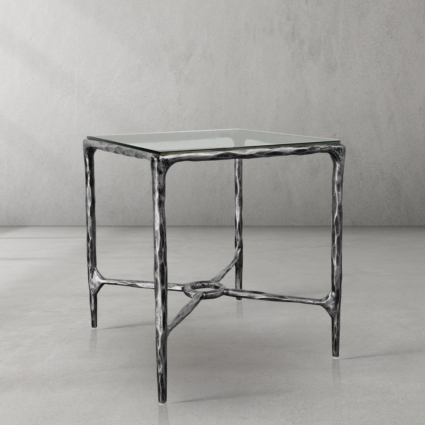 Thaddeus Glass Square Side Table  Overhang O