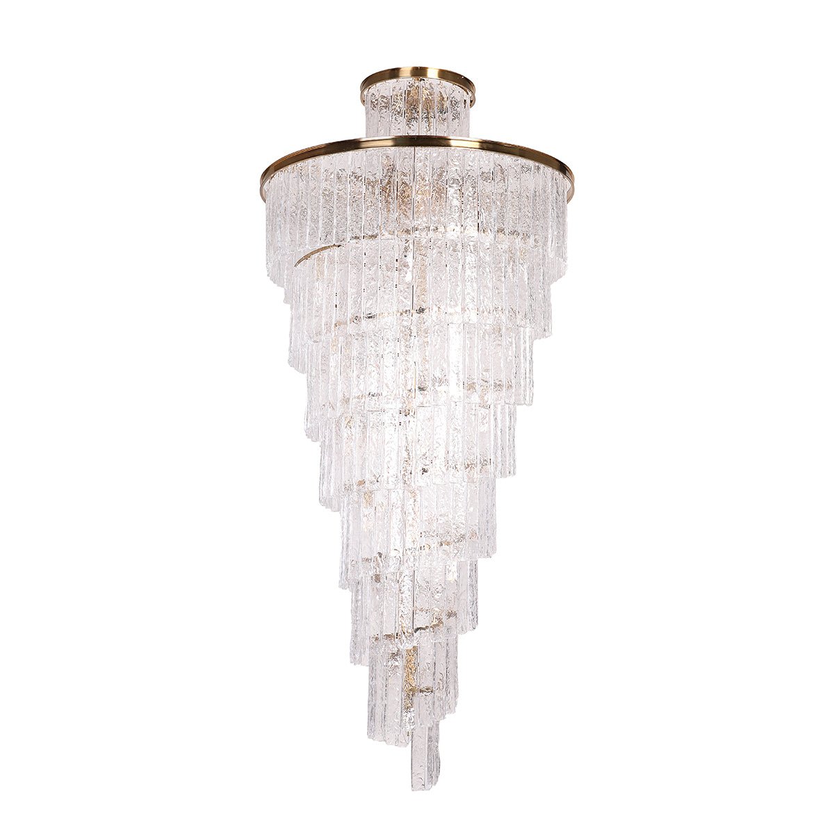 Seline Spiral Tiered/ Layered Cracked Textured Glass Chandelier
