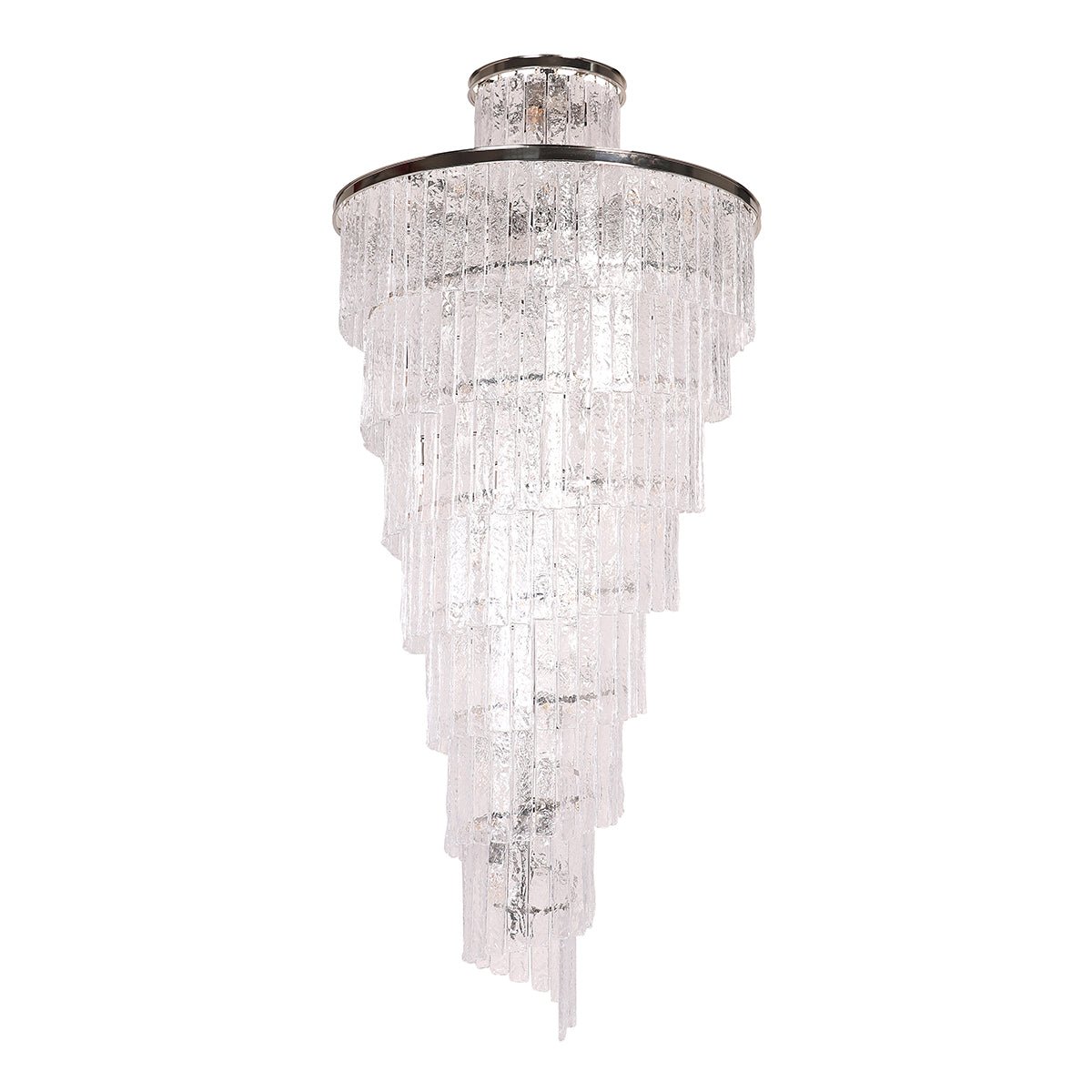 Seline Spiral Tiered/ Layered Cracked Textured Glass Chandelier