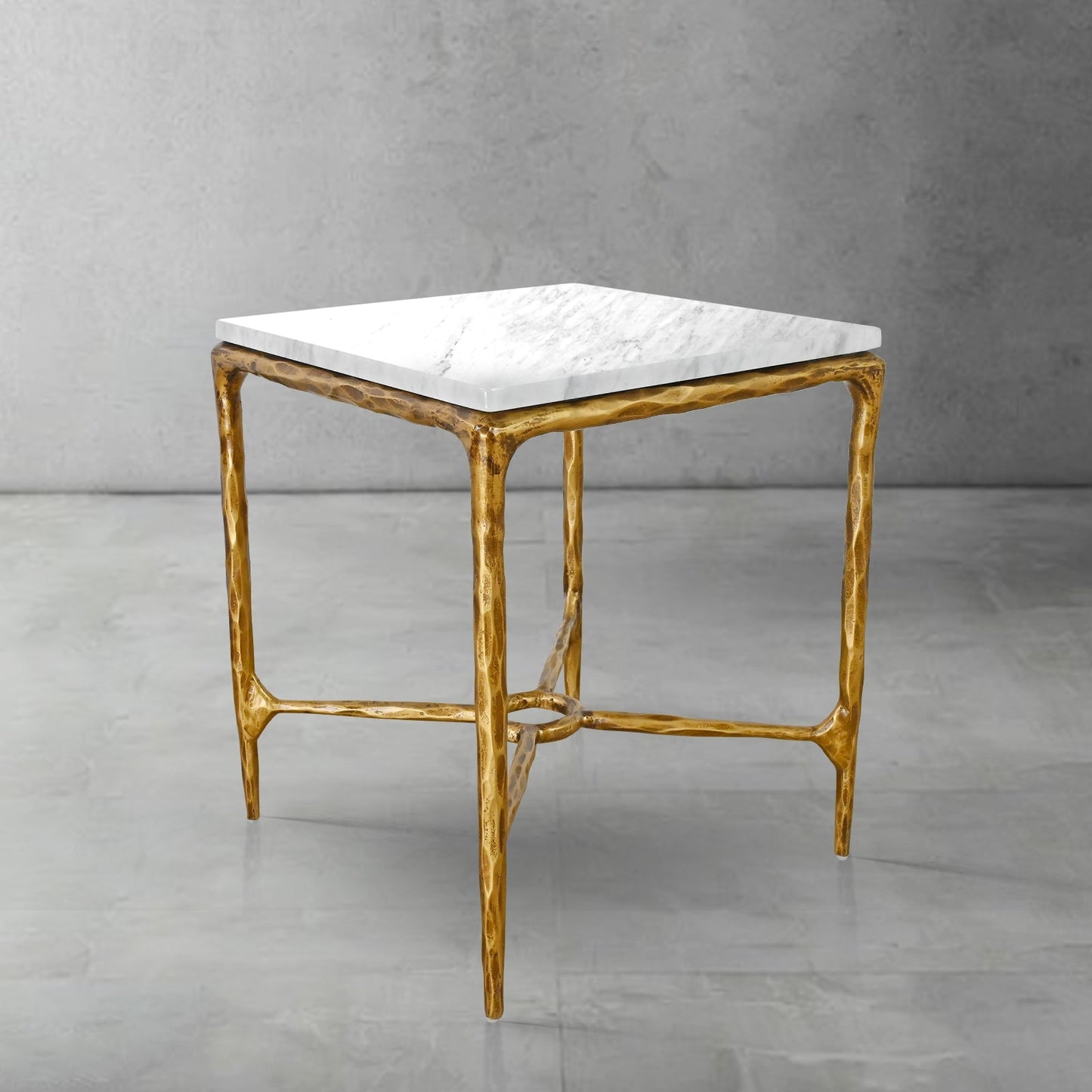 Thaddeus Mabrble Square Side Table 18" 22" Overhang O