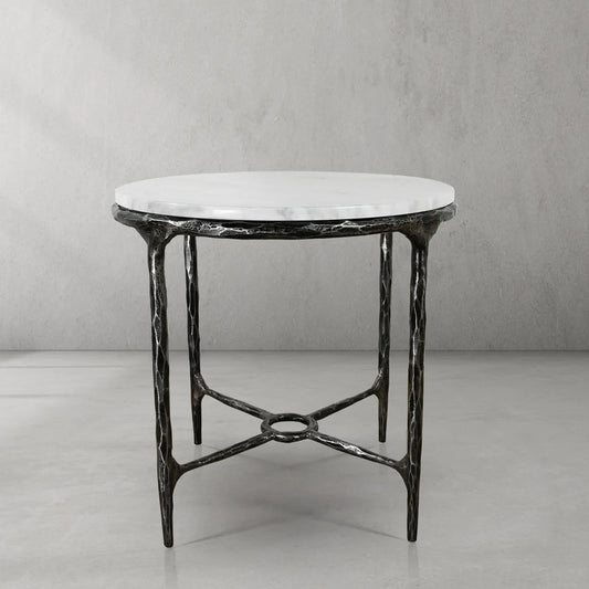Thaddeus Round Marble Side Table 18" 22"
