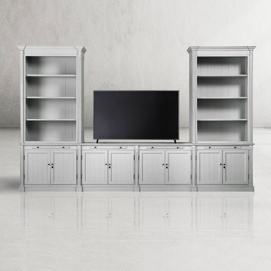 Athens Modular Media Console with Double Bookcases