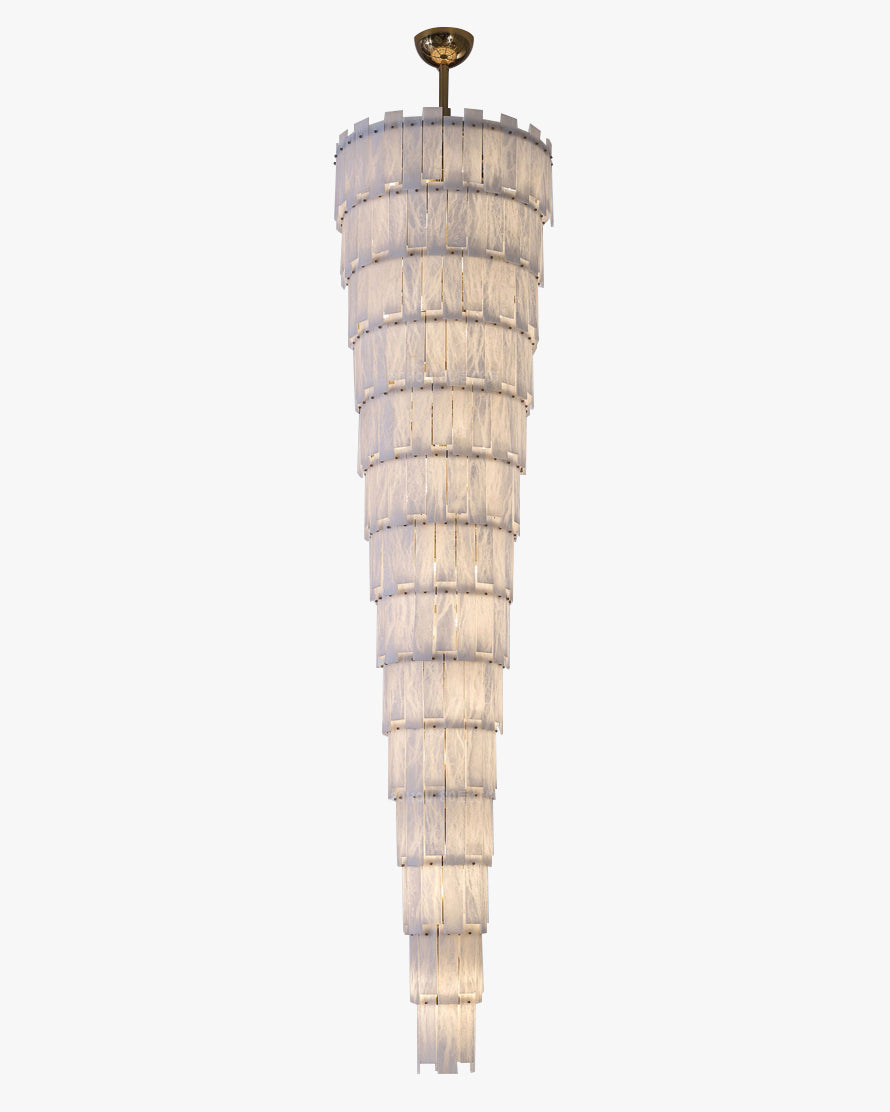 Alabaster Long Cascading Staircase Chandelier