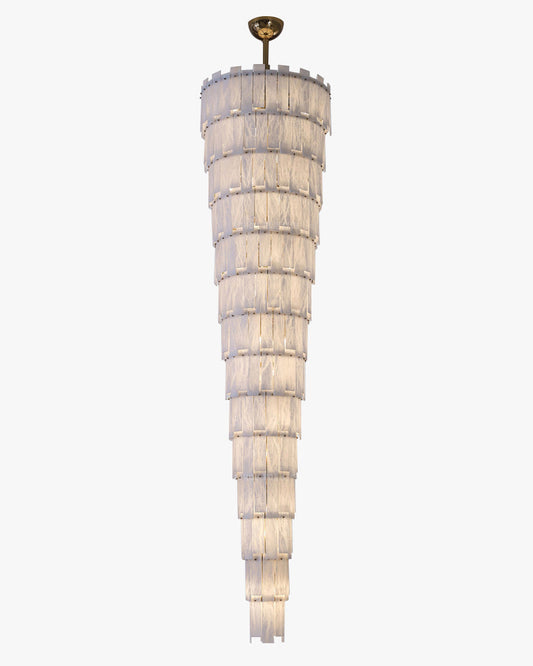 Alabaster Long Cascading Staircase Chandelier