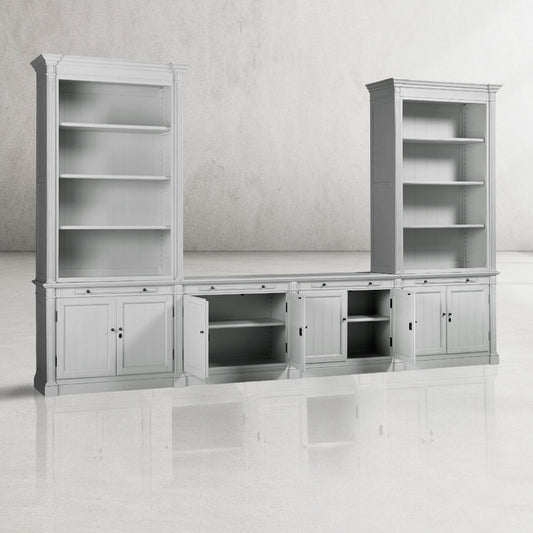 Athens Modular Media Console with Double Bookcases