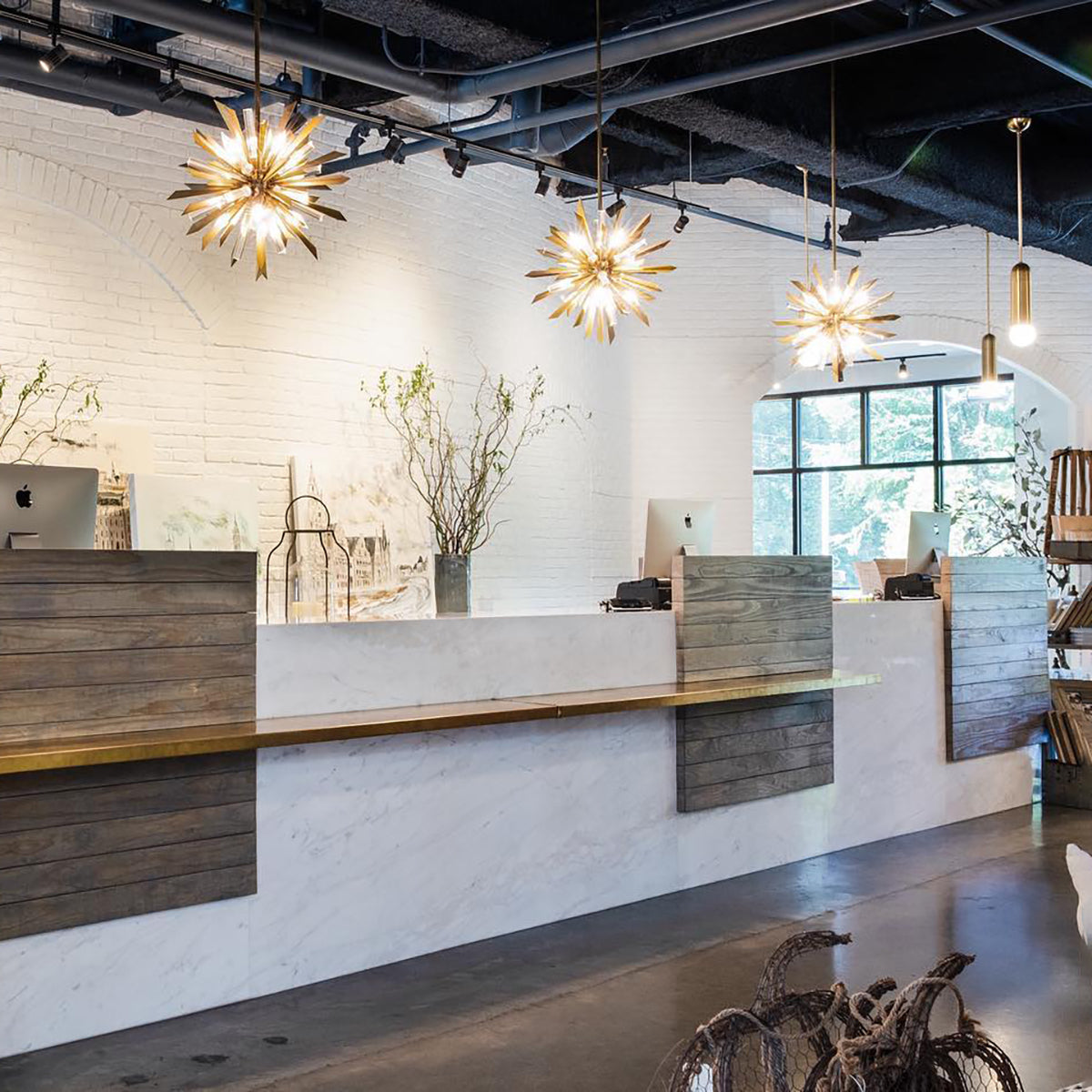 Quartz Crystal Sputnik Chandelier Antique Brass