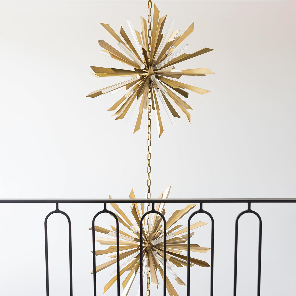 Quartz Crystal Sputnik Chandelier Antique Brass