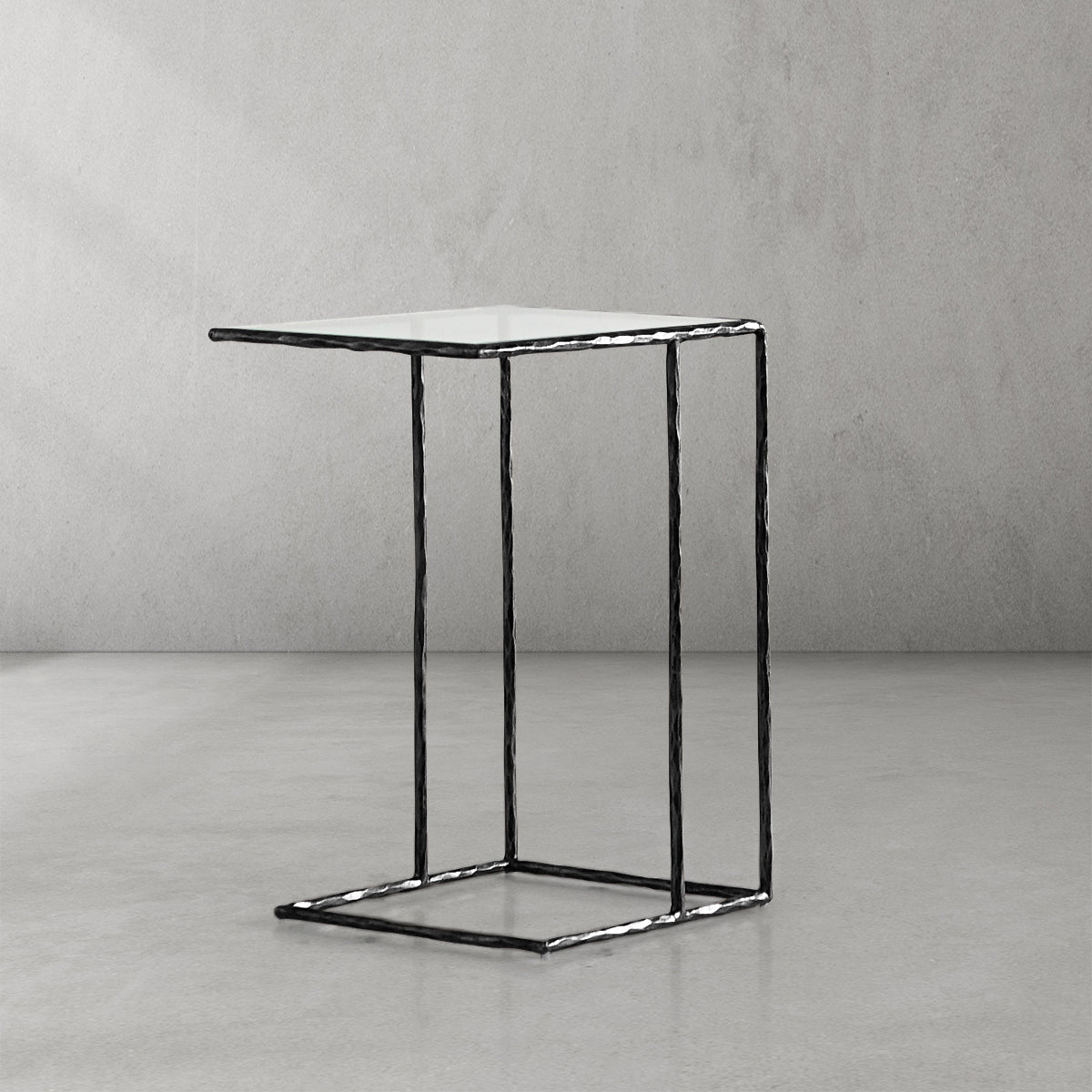 Thaddeus Glass C-Shaped Side Table