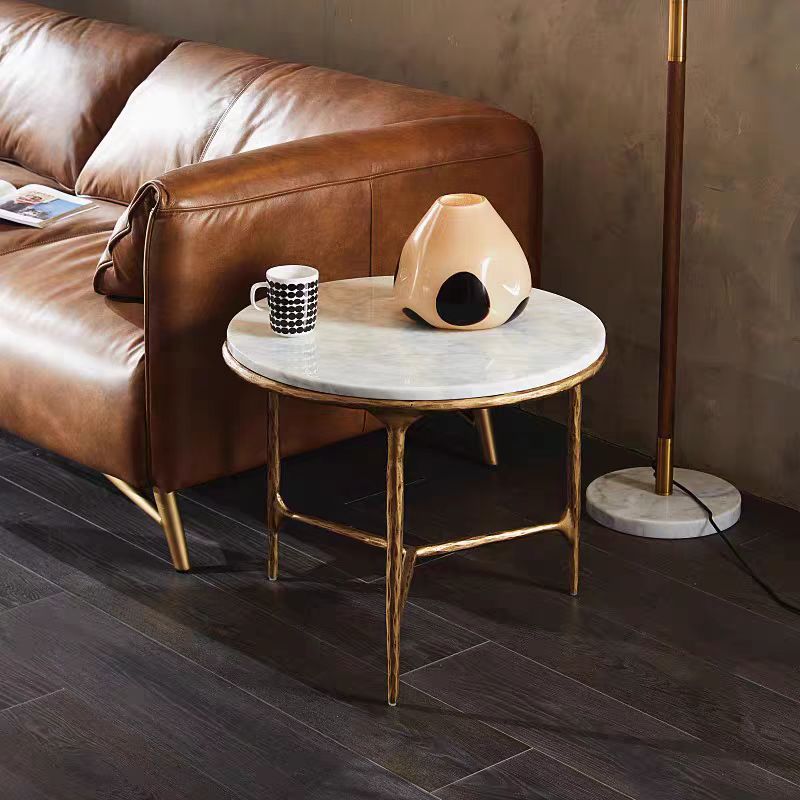 Thaddeus Marble Round Side Table 3 Table Leg 24"D