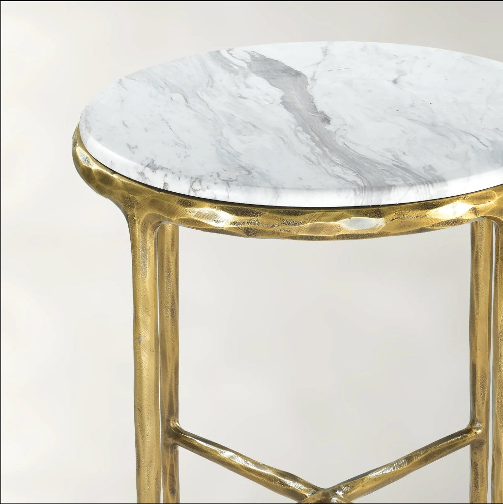 Thaddeus Round Marble Side Table 18" 22"