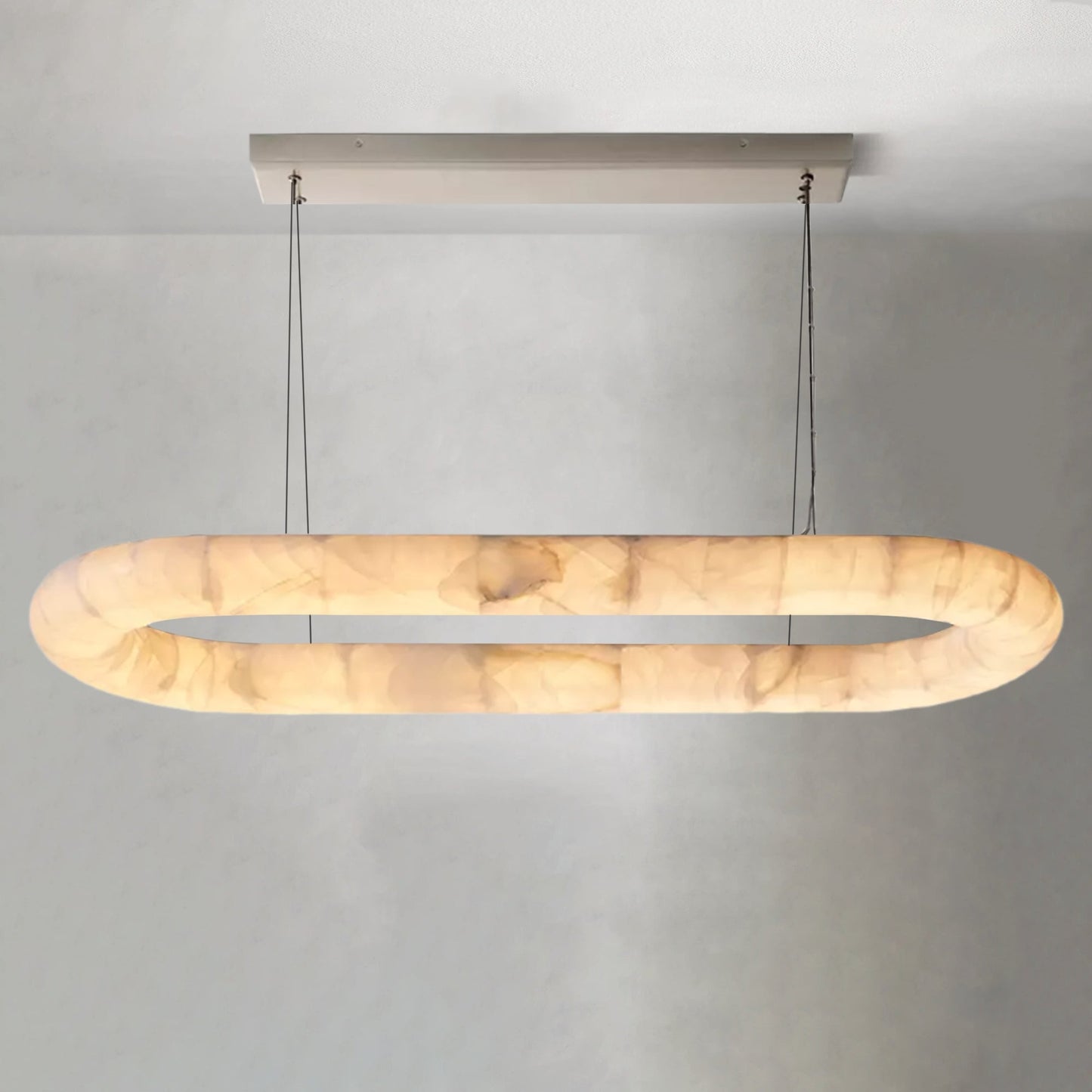 Alabaster Lisse Oval Chandelier 57" 74"