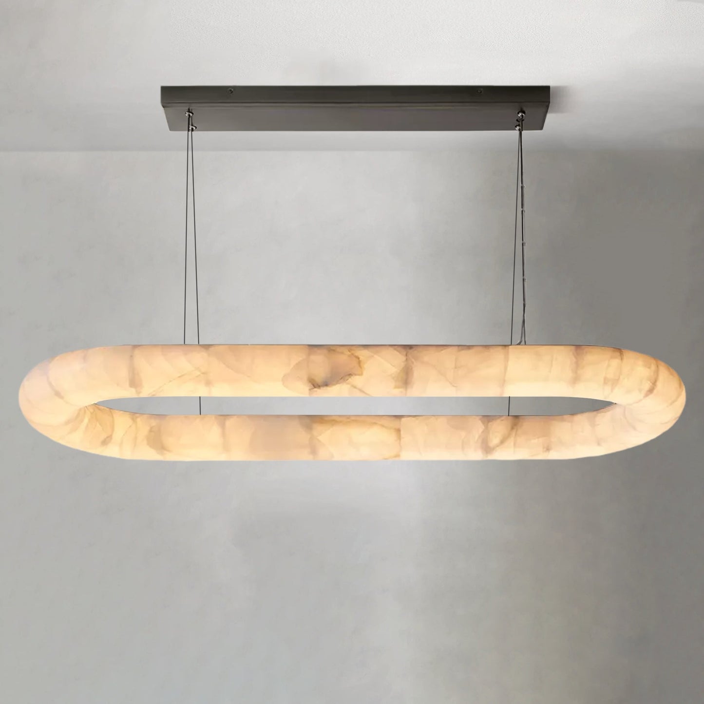 Alabaster Lisse Oval Chandelier 57" 74"
