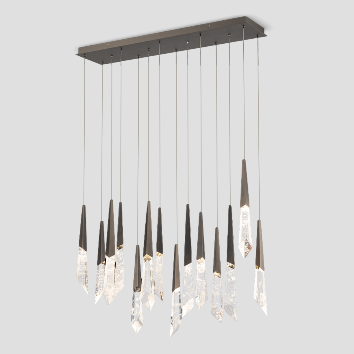 Quartz LED Rectangle Chandleier USE Optic Haze Quartz