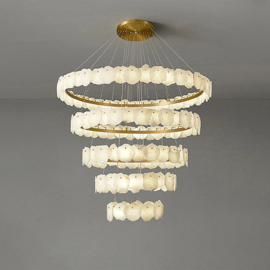Alabaster Tiered Circular Chandelier