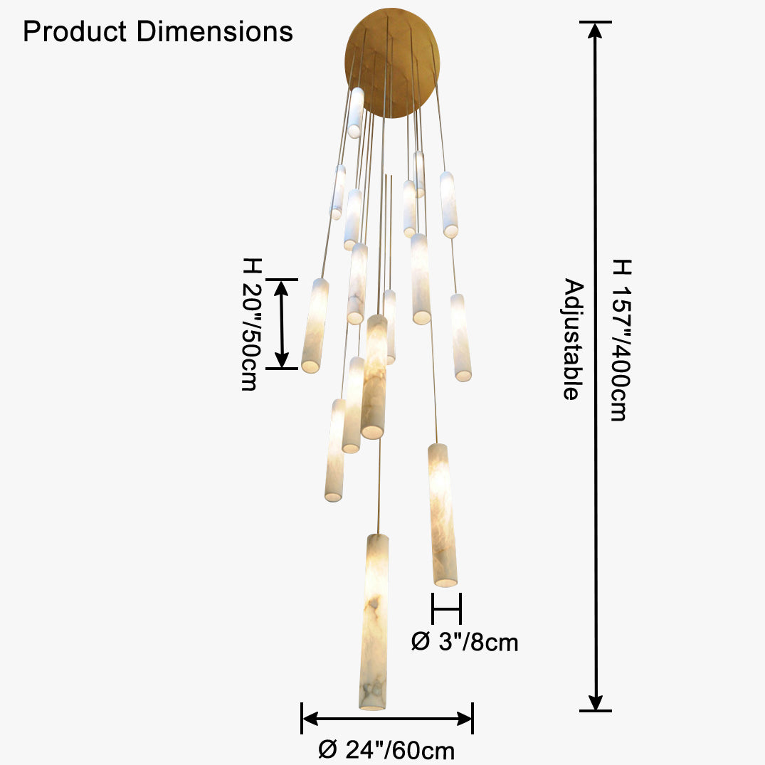 Alabaster Tube Staircase Chandelier