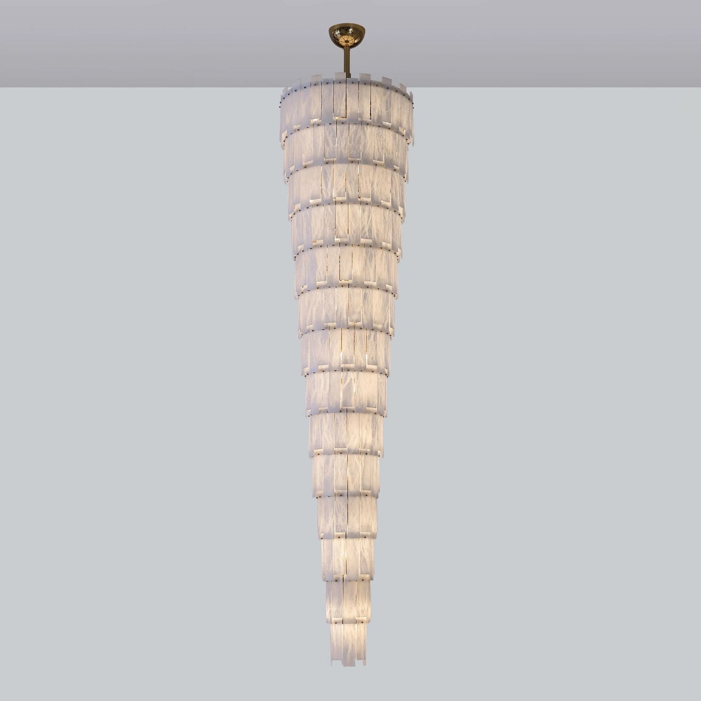 Alabaster Long Cascading Staircase Chandelier