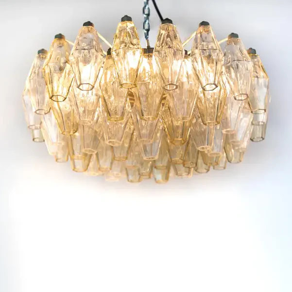 Elegant Murano Poliedri Clear Glass Chandelier 18"