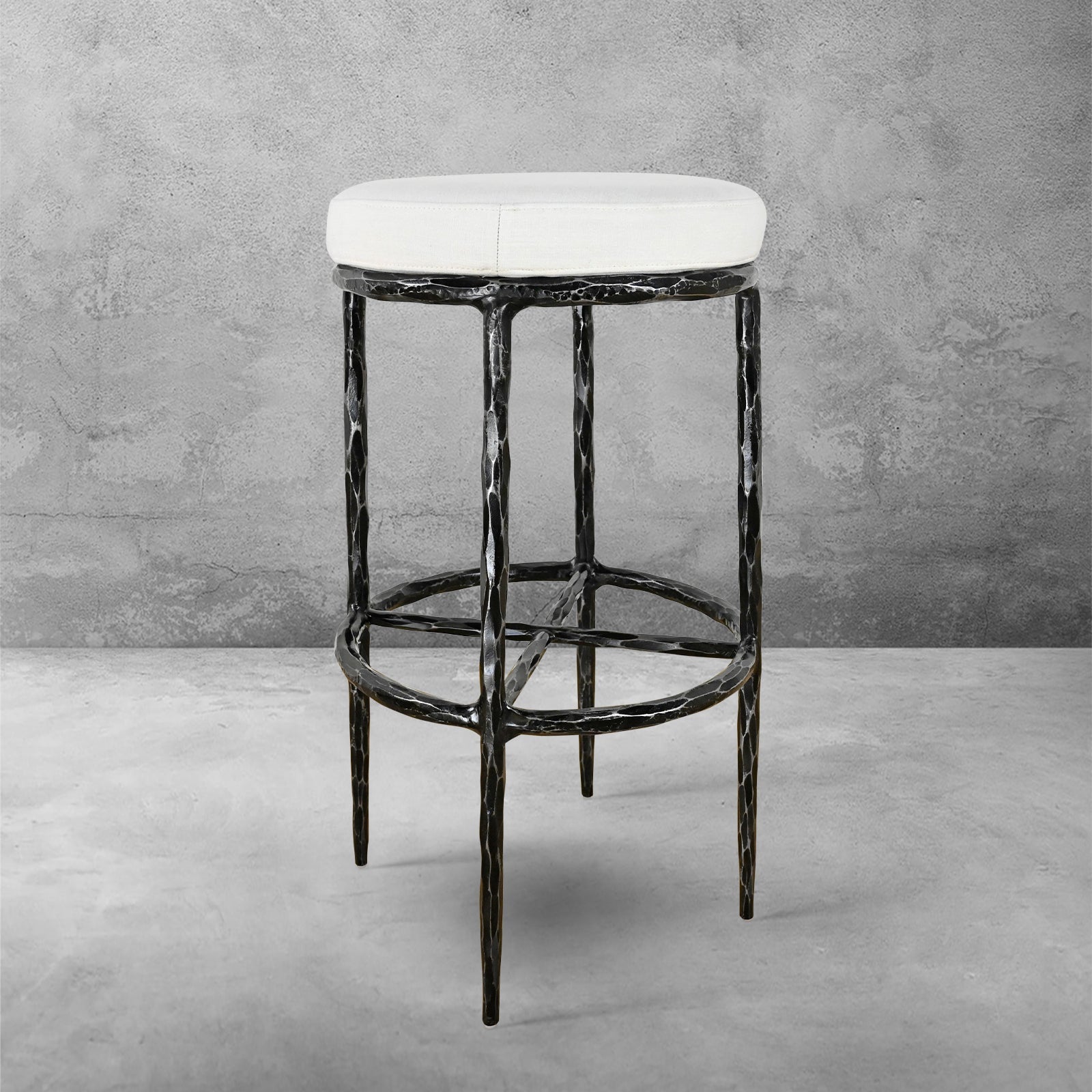 Thaddeus Backless Fabric Swivel Stool