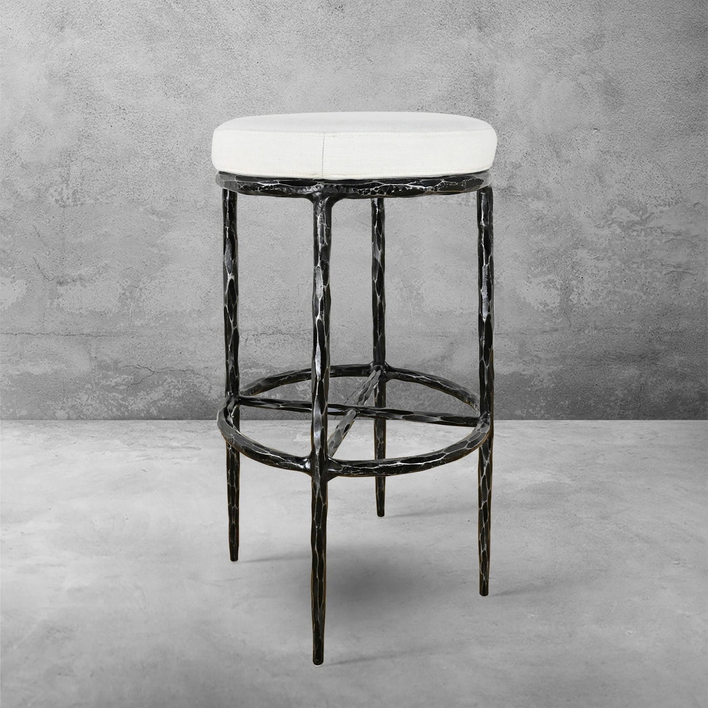 Thaddeus Backless Fabric Swivel Stool