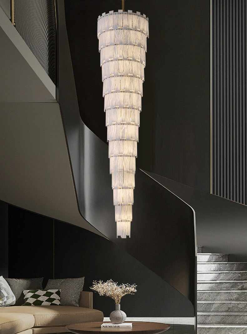 Alabaster Long Cascading Staircase Chandelier