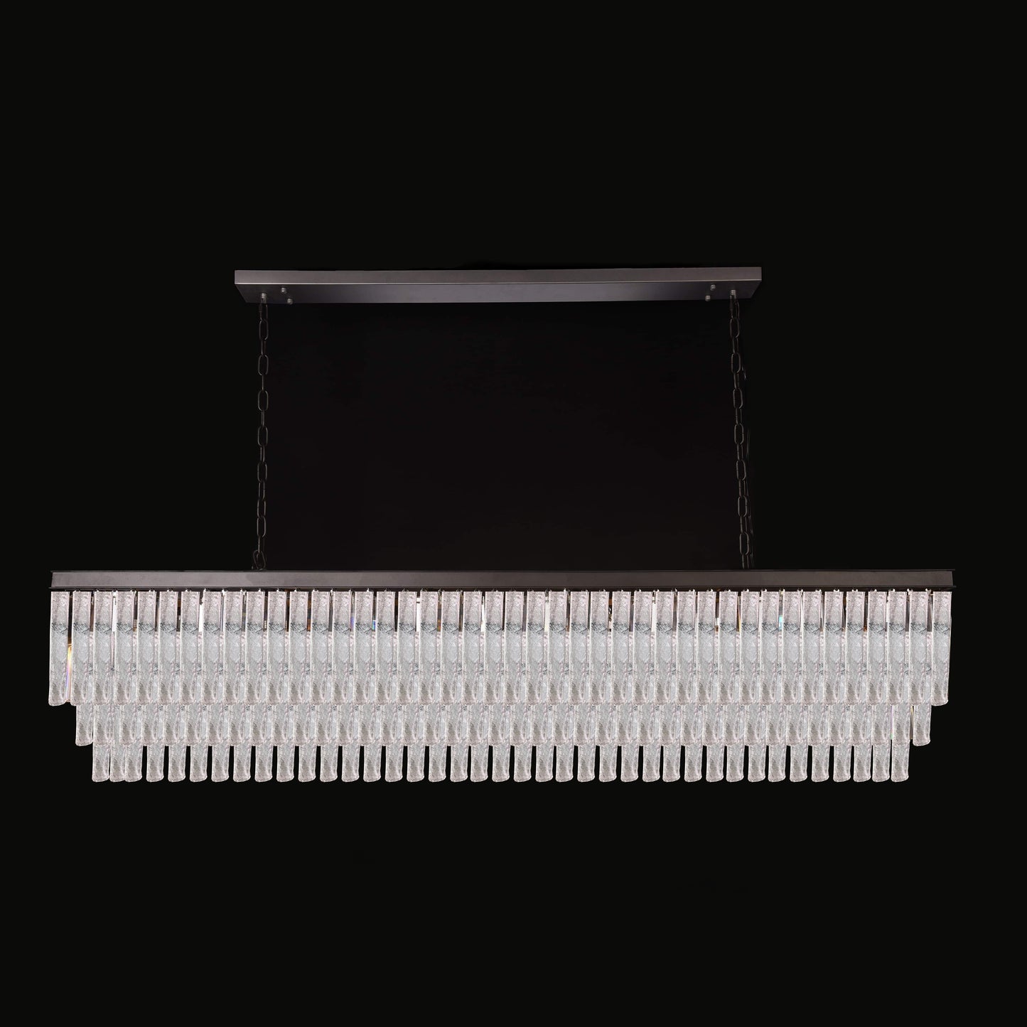 Seline 3-Tier Rectangular Cracked Textured Glass Chandelier