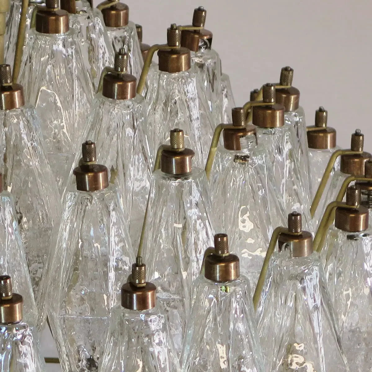 Spherical Murano Poliedri Clear Glass Chandelier 23.6"