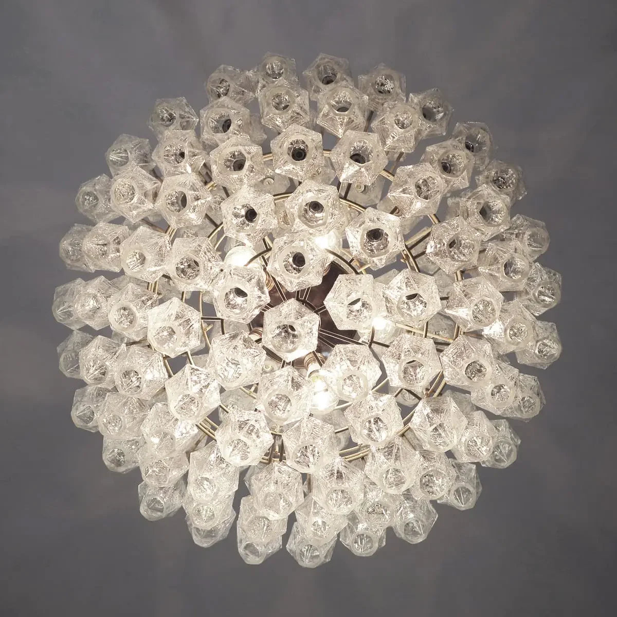 Spherical Murano Poliedri Clear Glass Chandelier 23.6"
