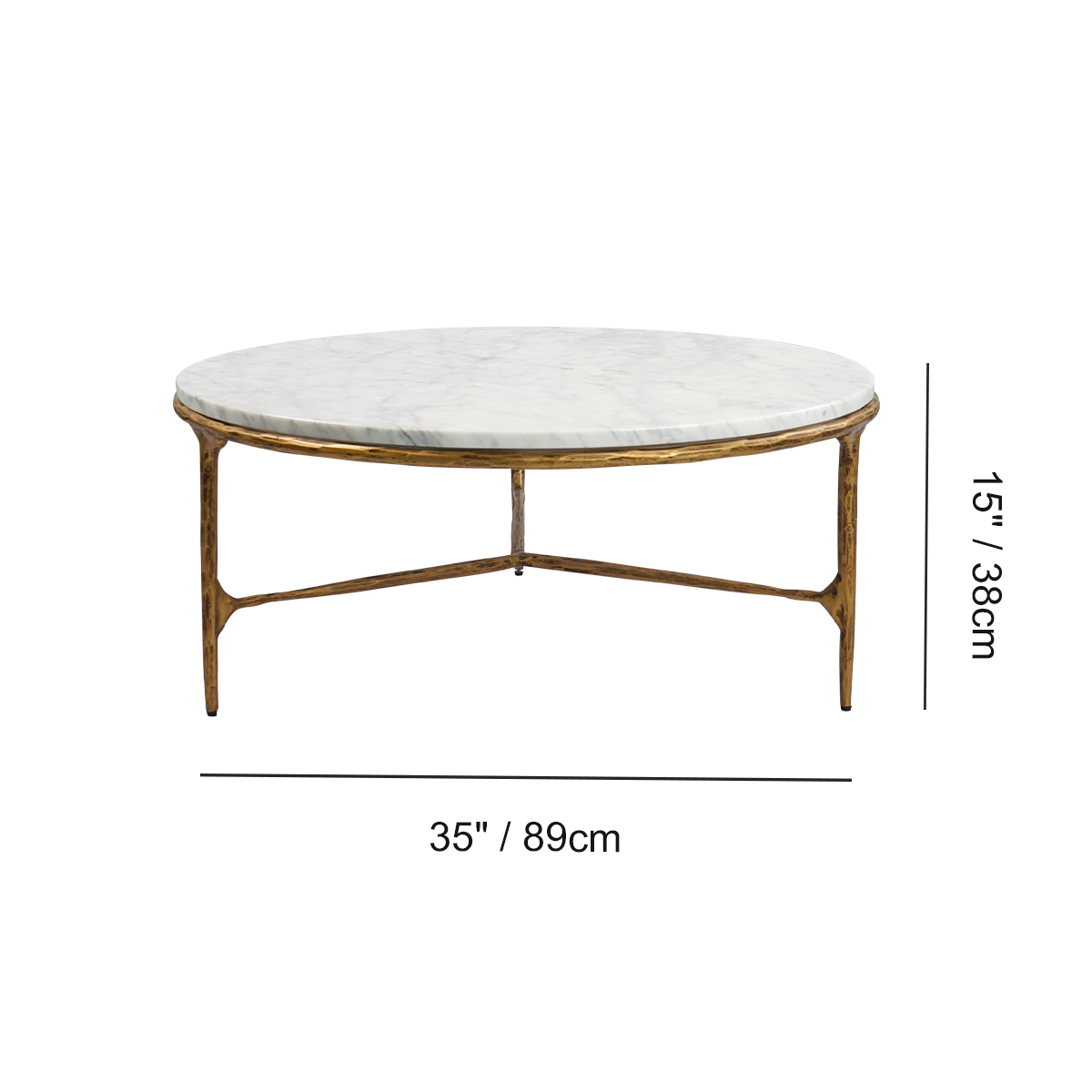 Thaddeus Marble Round Coffee Table 3 Table Legs 35"