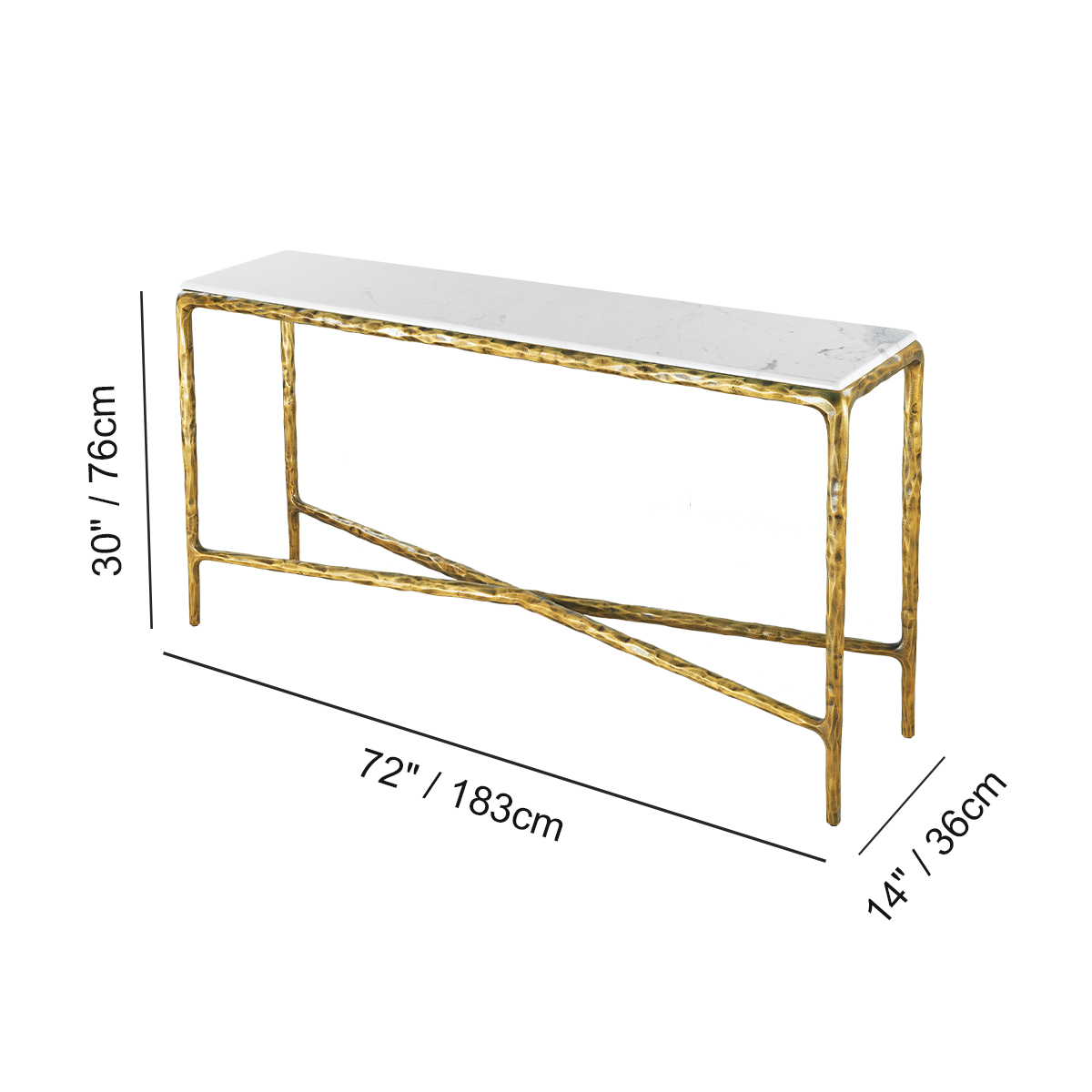 Thaddeus Rectangle Marble Console Table 60" 72"