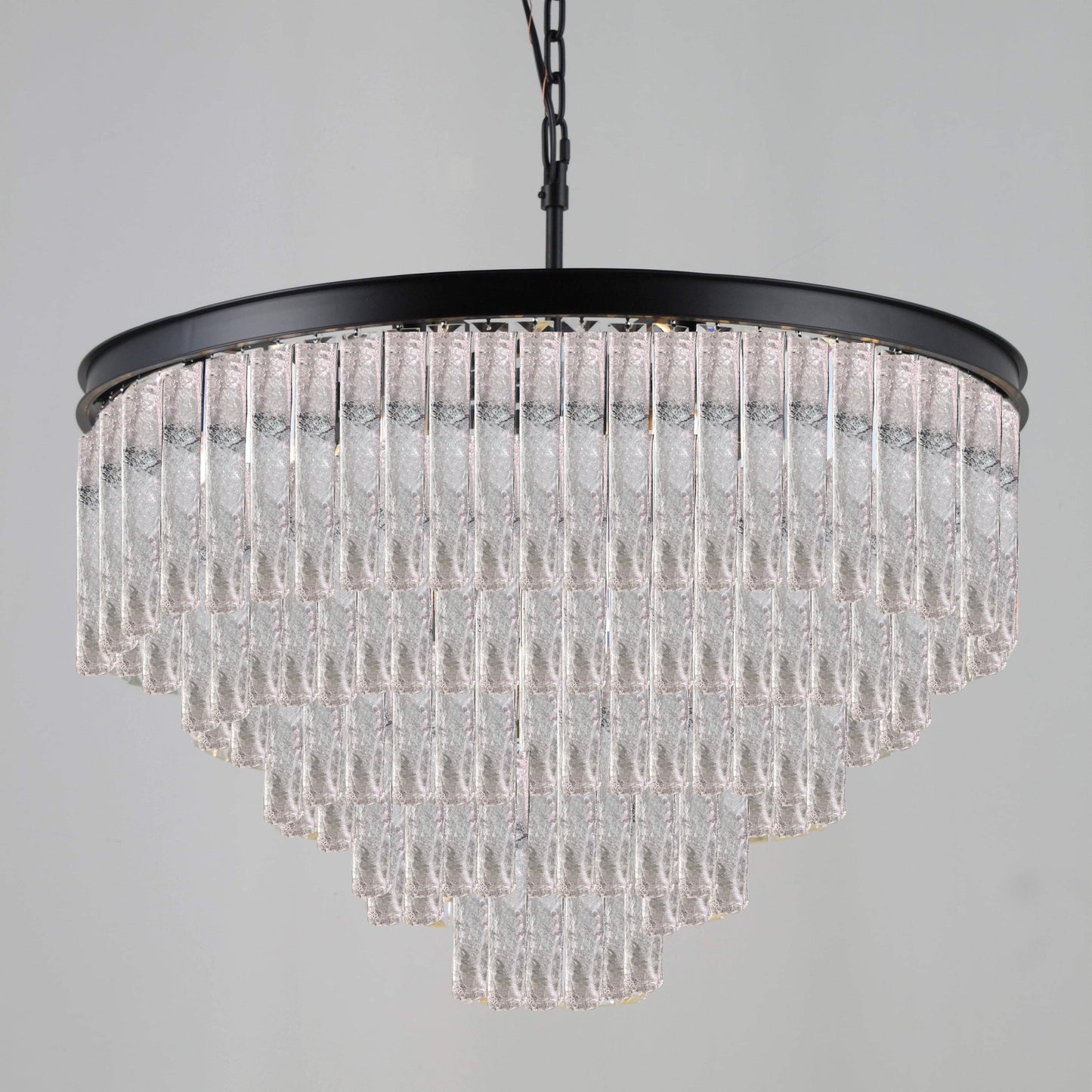 Seline Cracked Textured Glass Round Chandelier Collection