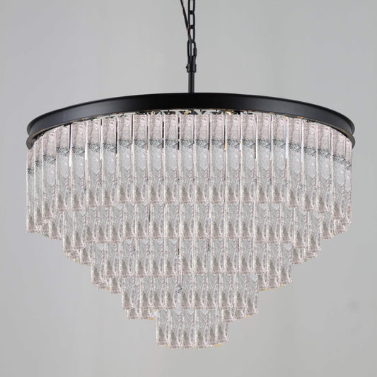 Seline Cracked Textured Glass Round Chandelier Collection