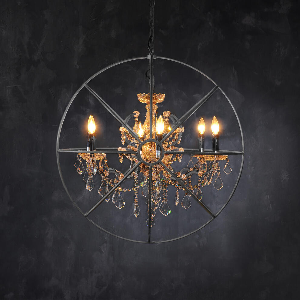 Annie Gyro Crystal Round Chandelier Natural
