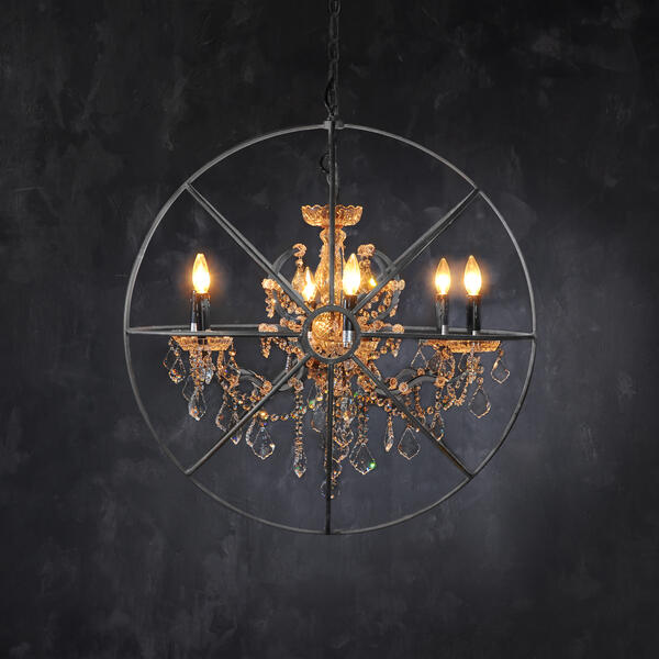 Annie Gyro Crystal Round Chandelier Natural