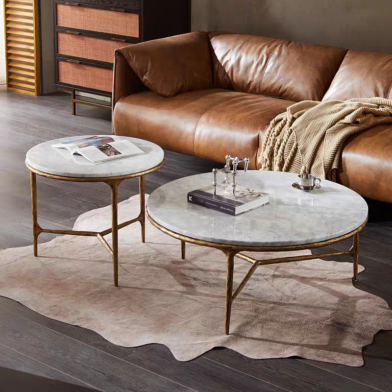 Thaddeus Marble Round Coffee Table 3 Table Legs 35"