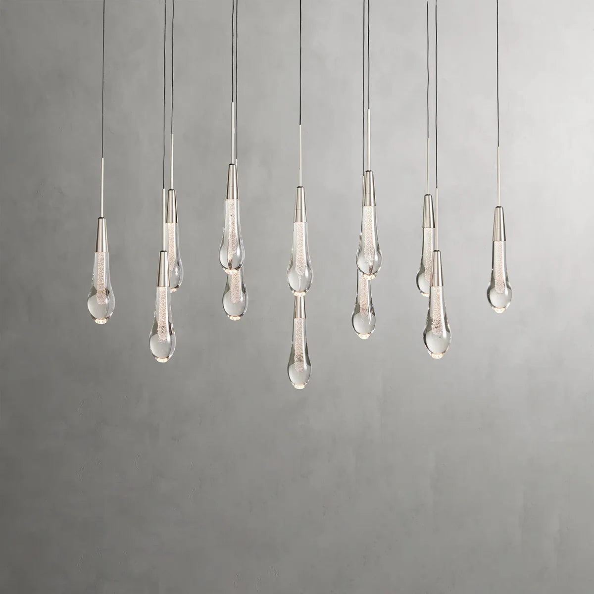 Rain Glass Soltaire 37" Linear Chandelier