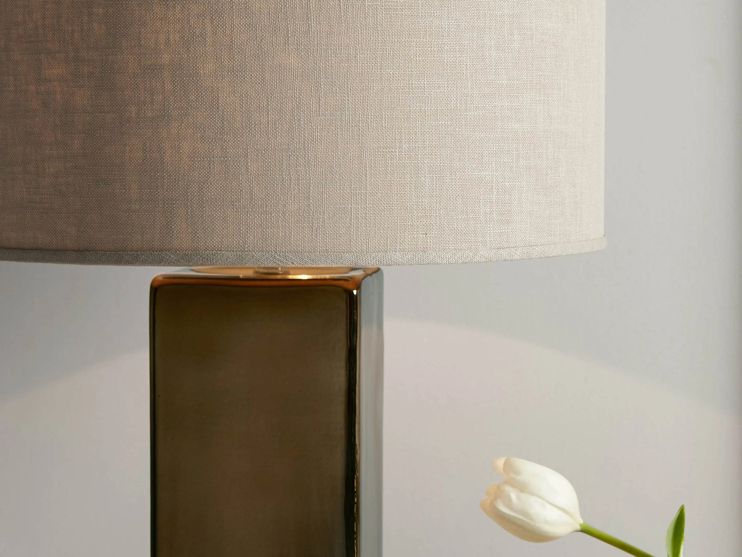 Adrano Table Lamp in Gold with Natural Shade