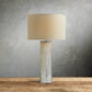 Adrano Table Lamp in Silver with Natural Shade