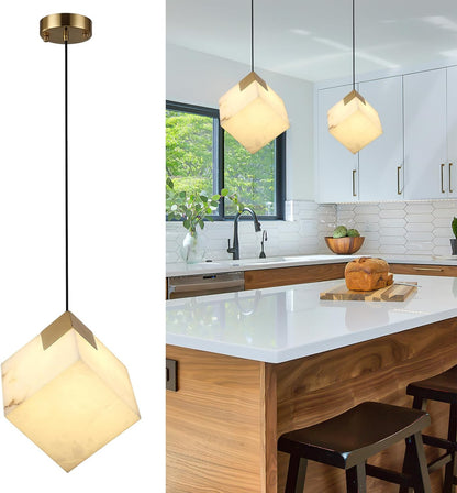 Cube Alabaster Square Pendant Lights